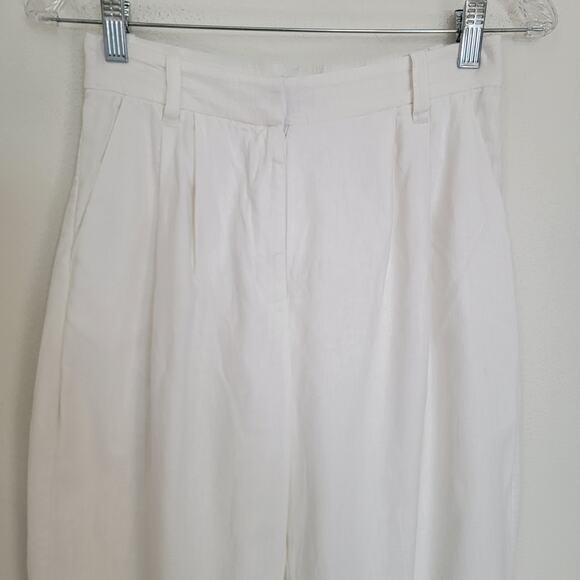 Abercrombie & Fitch White High Waist Wide Leg Linen Pants Sz XS Coastal Beachy - Picture 3 of 11